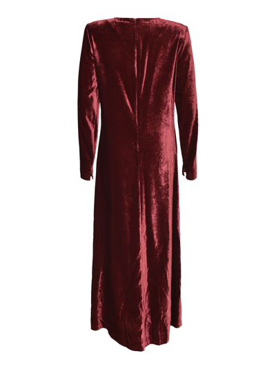 Shop Forte Forte Gathered Front Rear Zip Dress In Burgundy