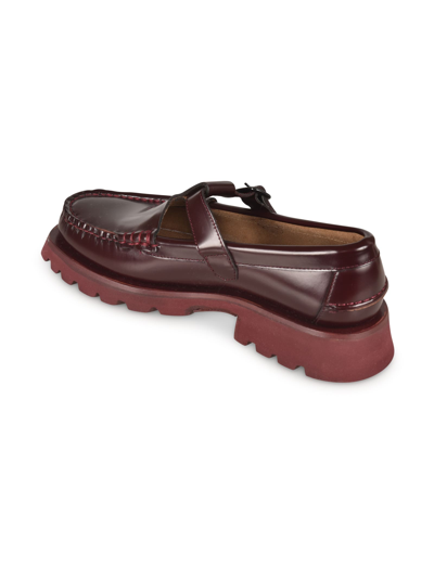 Shop Hereu Tread Sole T-bar Loafers In Burgundy