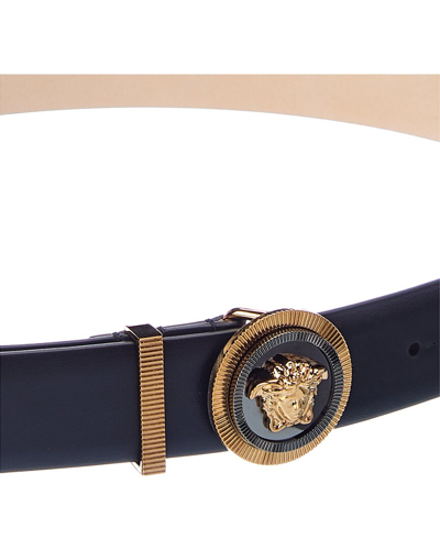 Shop Versace Medusa Head Motif Leather Belt In Black