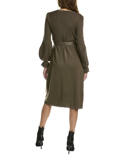 Shop Diane Von Furstenberg Pola Wool-blend Wrap Dress In Green