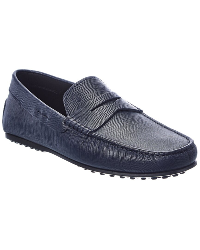 Shop Tod's Tods City Gommino Leather Loafer In Blue