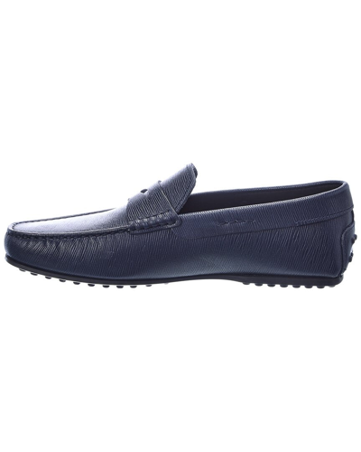 Shop Tod's Tods City Gommino Leather Loafer In Blue