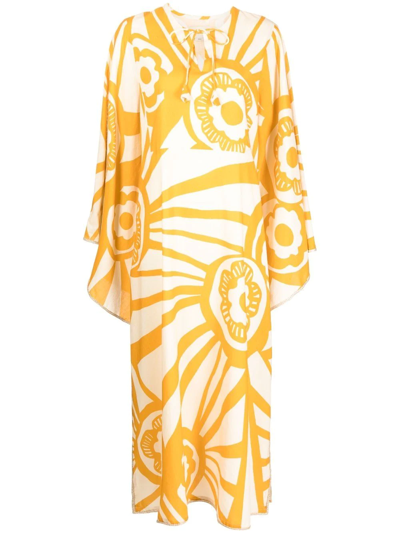 Shop Bambah Abstract-print Pullover Dress In Yellow