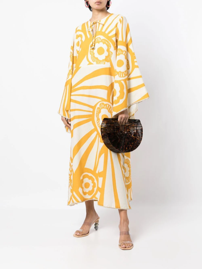 Shop Bambah Abstract-print Pullover Dress In Yellow