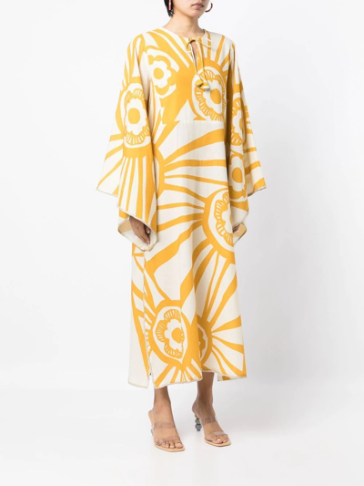 Shop Bambah Abstract-print Pullover Dress In Yellow