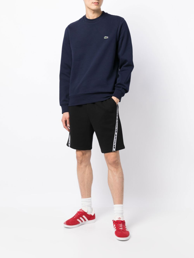 Shop Lacoste Classic Logo-patch Cotton Sweatshirt In Blau