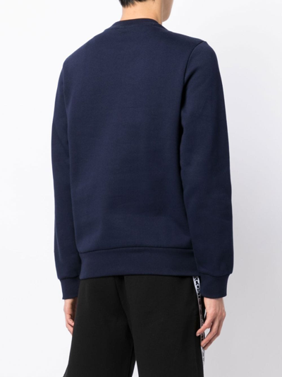 Shop Lacoste Classic Logo-patch Cotton Sweatshirt In Blau