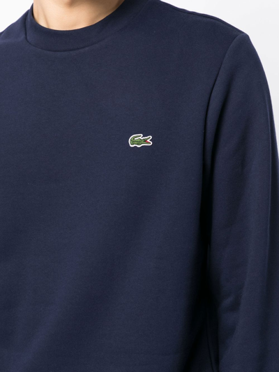 Shop Lacoste Classic Logo-patch Cotton Sweatshirt In Blau