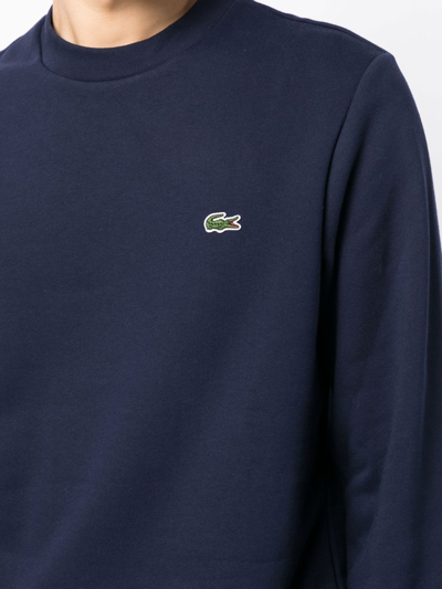 Lacoste Classic Logo-patch Cotton Sweatshirt In Blau