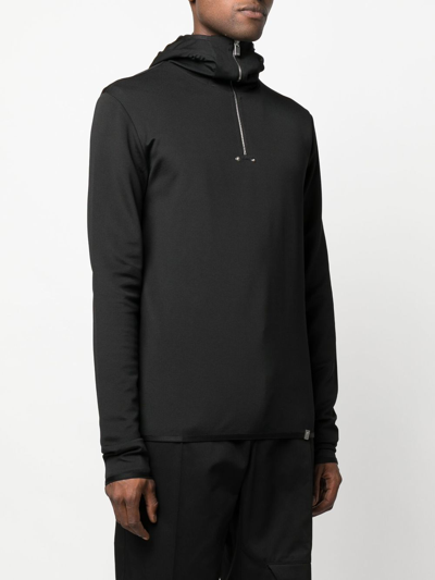 Alyx Shell-trimmed Jersey Half-zip Hoodie In Schwarz