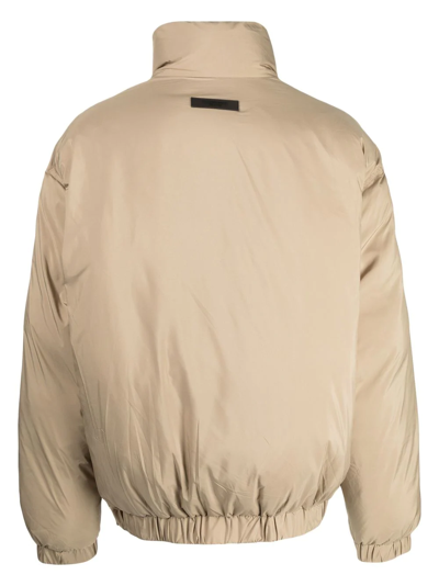 Essentials Zip-up Puffer Jacket In Braun