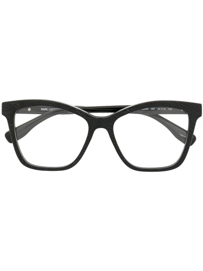 Karl Lagerfeld Square-frame Embossed Glasses In Schwarz