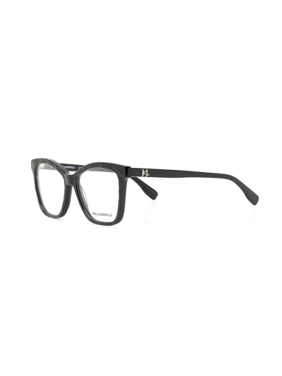 Karl Lagerfeld Square-frame Embossed Glasses In Schwarz