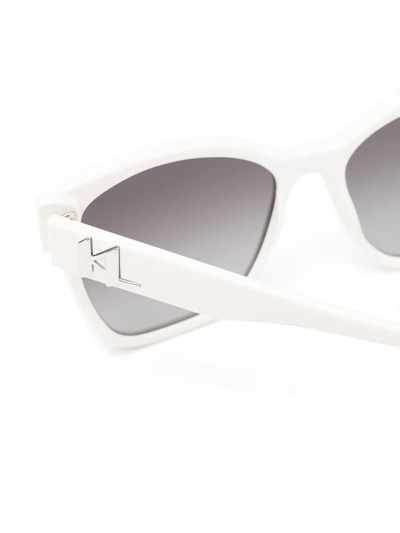 Shop Karl Lagerfeld Logo-plaque Square-frame Sunglasses In Weiss