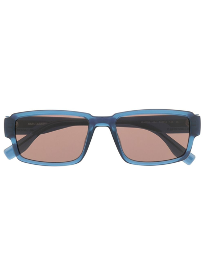 Shop Karl Lagerfeld Rectangle-frame Logo-print Sunglasses In Blau