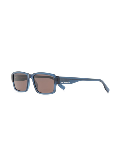 Shop Karl Lagerfeld Rectangle-frame Logo-print Sunglasses In Blau