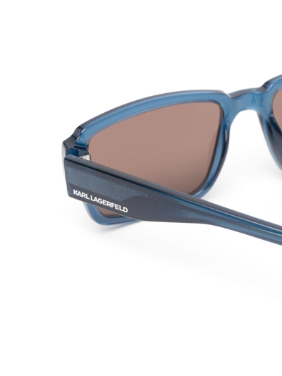 Shop Karl Lagerfeld Rectangle-frame Logo-print Sunglasses In Blau