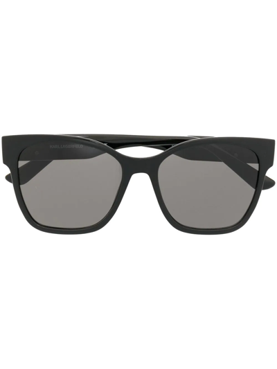Shop Karl Lagerfeld Logo-detail Square-frame Sunglasses In Schwarz
