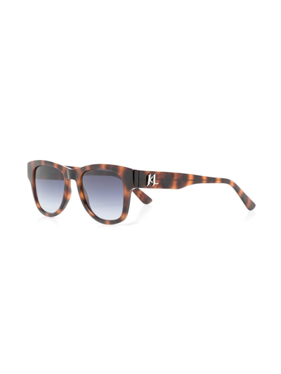 Shop Karl Lagerfeld Logo-plaque Square-frame Sunglasses In Braun