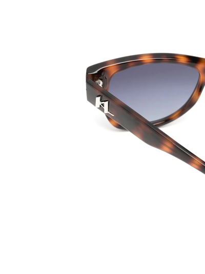 Shop Karl Lagerfeld Logo-plaque Square-frame Sunglasses In Braun