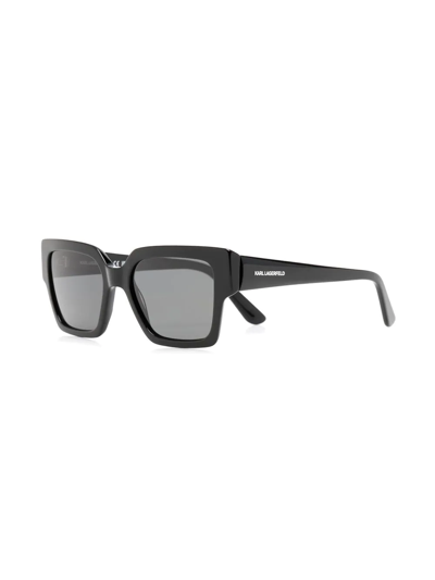 Karl Lagerfeld Logo-print Square-frame Sunglasses In Schwarz