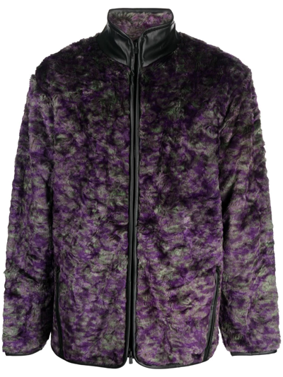 Shop Needles Abstract-print Faux-fur Jacket In Violett