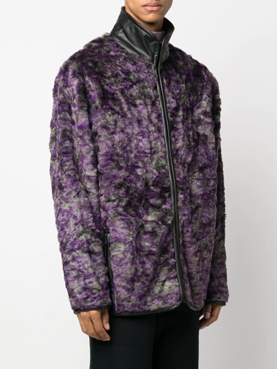 Shop Needles Abstract-print Faux-fur Jacket In Violett