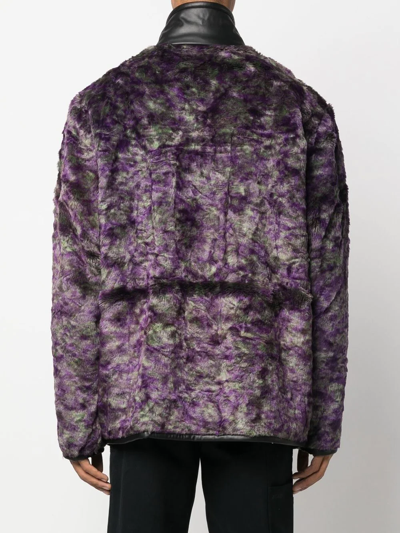Shop Needles Abstract-print Faux-fur Jacket In Violett