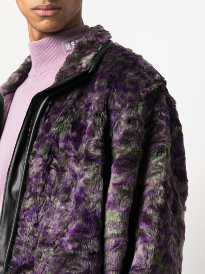 Shop Needles Abstract-print Faux-fur Jacket In Violett