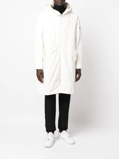 Shop Stone Island Shadow Project Hooded Zipped Coat In Weiss
