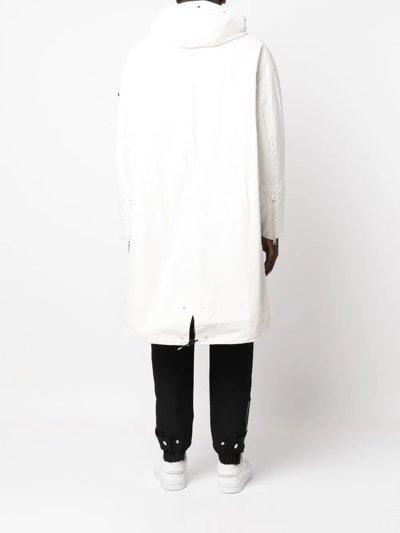 Shop Stone Island Shadow Project Hooded Zipped Coat In Weiss