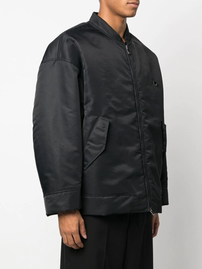 Shop Valentino Zip-up Bomber Jacket In Black