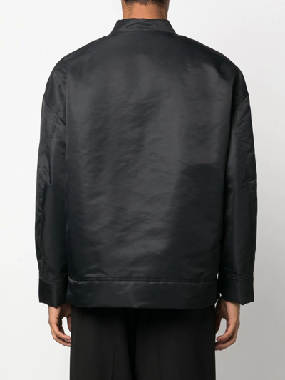 Shop Valentino Zip-up Bomber Jacket In Black