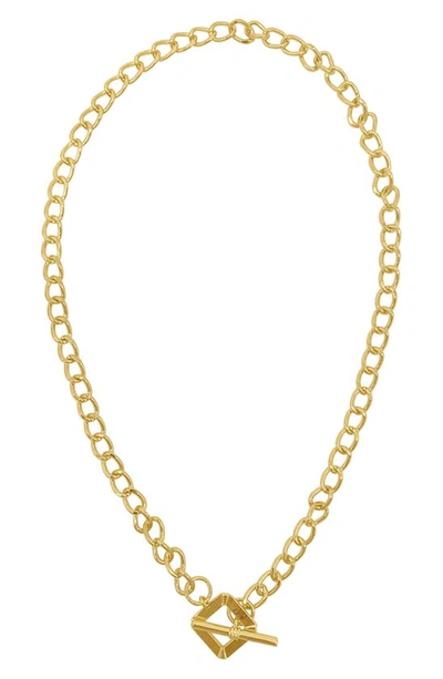 Shop Adornia Water Resistant Open Curb Chain Square Toggle Necklace In Yellow