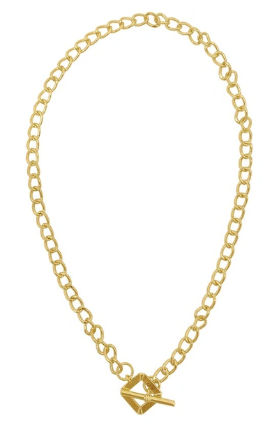 Adornia Open Curb Chain Square Toggle Necklace In Yellow