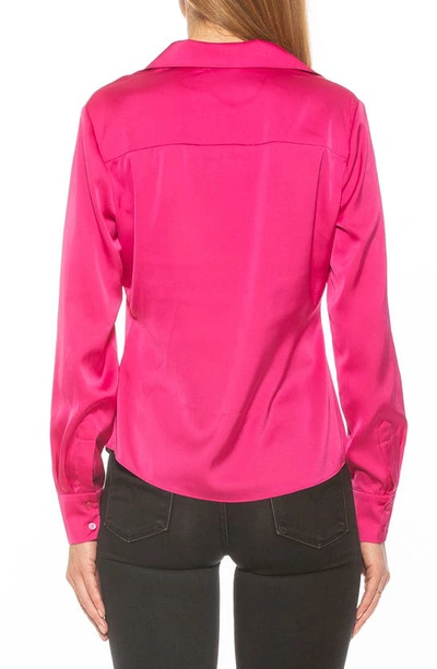 Shop Alexia Admor Cassidy Collared Classic Fit Button-up Shirt In Hot Pink