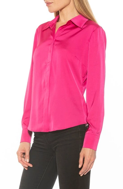 Shop Alexia Admor Cassidy Collared Classic Fit Button-up Shirt In Hot Pink
