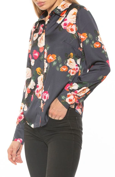 Shop Alexia Admor Cassidy Collared Classic Fit Button-up Shirt In Navy Floral