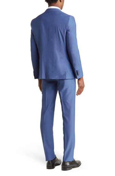 Soul Of London Solid Two Button Notch Lapel Slim Fit Suit In Navy