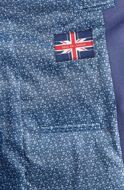 Soul Of London Solid Two Button Notch Lapel Slim Fit Suit In Navy