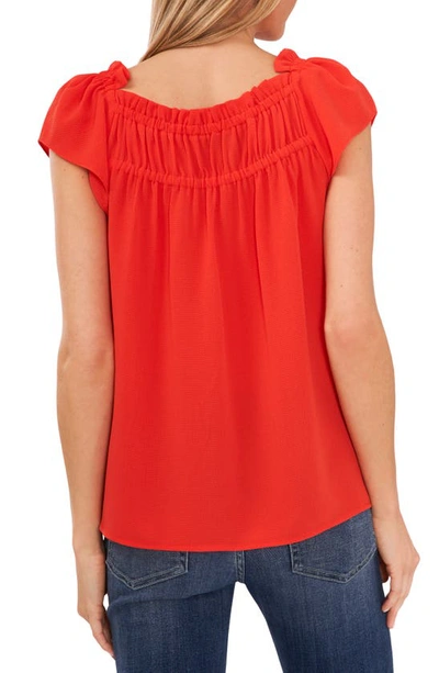 Shop Cece Square Neck Blouse In Poppy Red
