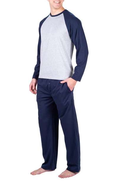Shop Sleephero Raglan Long Sleeve T-shirt & Pants 2-piece Pajama Set In Light Heather Grey W/ Black