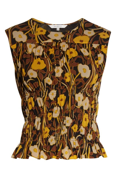 REBECCA TAYLOR FLORAL MESH SLEEVELESS TOP 