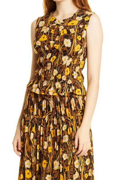 REBECCA TAYLOR FLORAL MESH SLEEVELESS TOP 