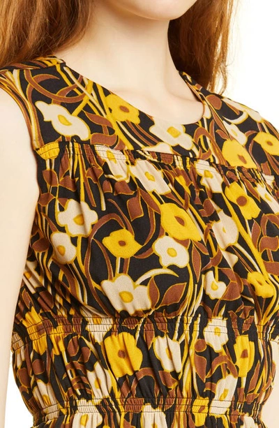 Rebecca Taylor Floral Mesh Sleeveless Top In Daphne Fleur Black C