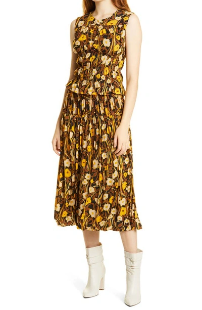 Rebecca Taylor Floral Mesh Sleeveless Top In Daphne Fleur Black C