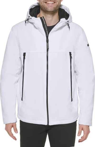 Calvin Klein Faux Shearling Lined Windbreaker Jacket In White