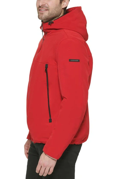 Shop Calvin Klein Faux Shearling Lined Windbreaker Jacket In True Red