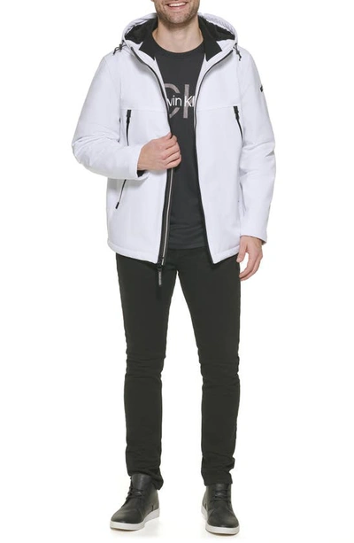 Calvin Klein Faux Shearling Lined Windbreaker Jacket In White