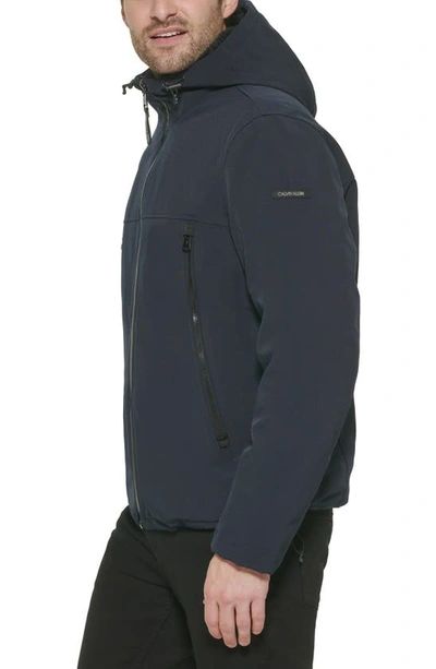 Calvin Klein Faux Shearling Lined Windbreaker Jacket In True Navy